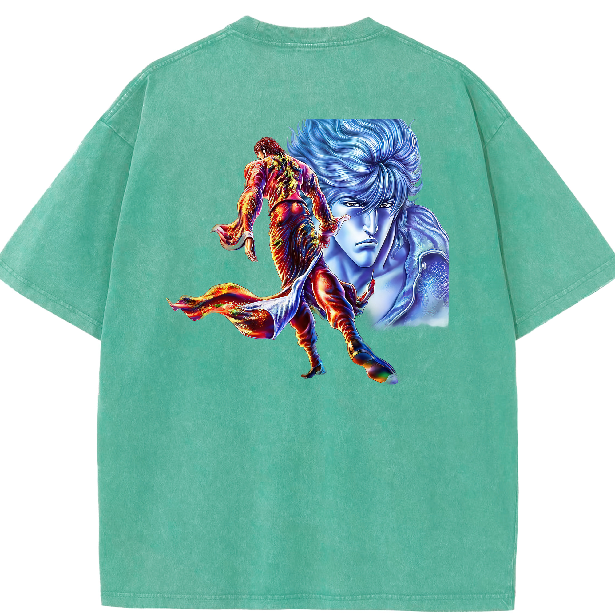 （画像用） 北斗の拳 Fist of the North Star 綿100% ヴィンテージ風 半袖Tシャツ（背面プリント）